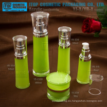Envases cosméticos de alta calidad cristalina capas dobles high-end redondo cintura acrílico crema tarro y botella de la loción